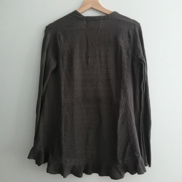 Anthropologie Sparrow Lightweight Open Knit Cotton Cashmere Brown Cardigan Med - Picture 3 of 14